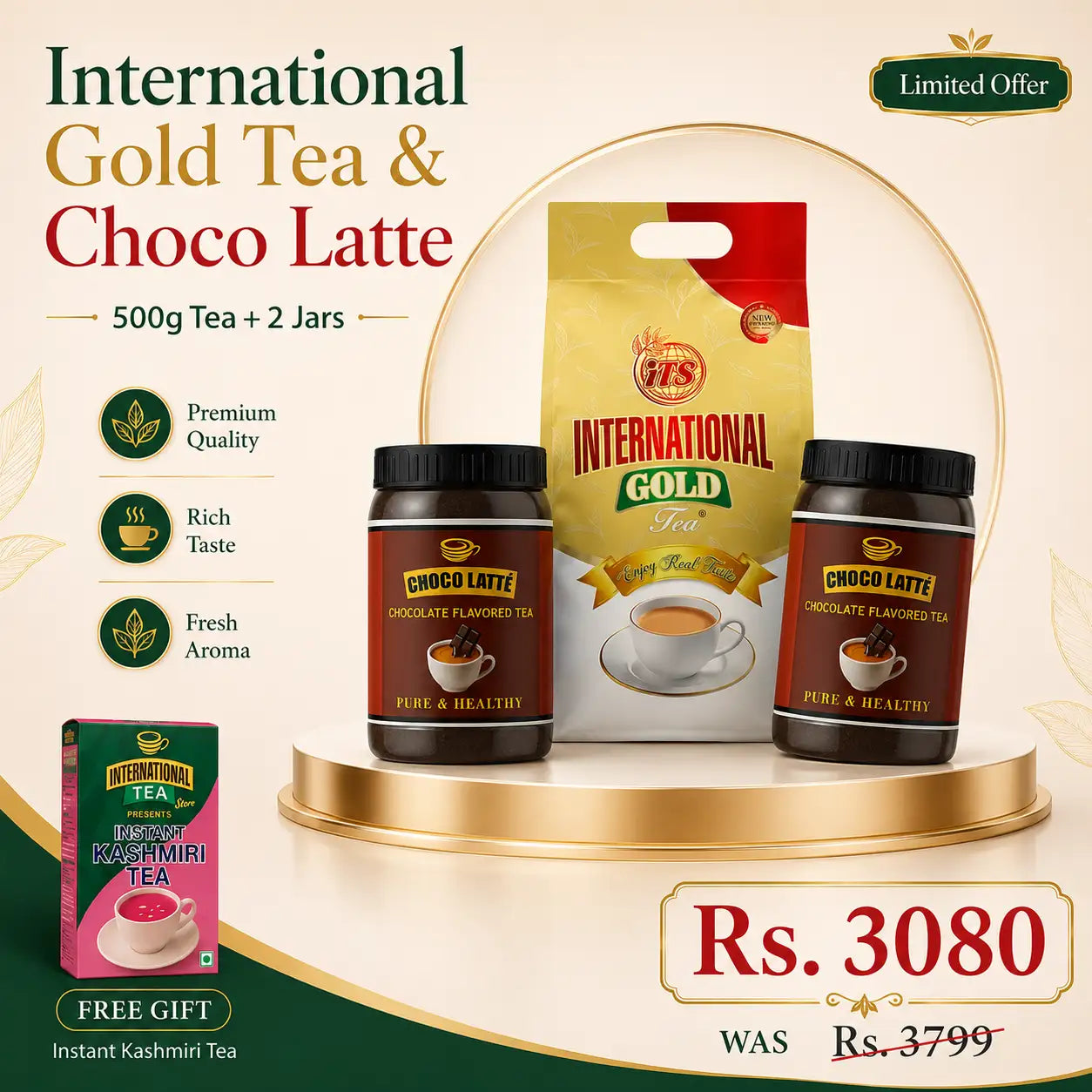 International Gold Tea & Choco Latte Combo Deal | Free Kashmiri Tea Pakistan