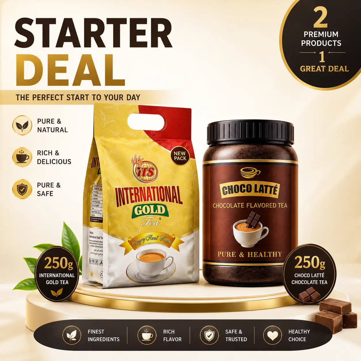 iTS Starter Bundle – International Gold Kenya Tea 250g + Choco Latté Belgium Chocolate Tea